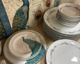 222 Fifth Peacock Garden Dinnerware Set with Blue Floral Accents