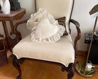 Victorian Style Carved Walnut Armchair