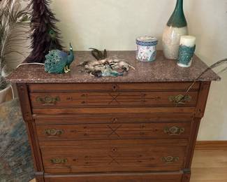 Eastlake Walnut Dresser with Marble Top