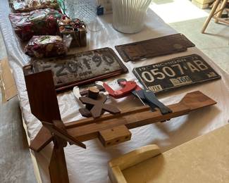 Wooden Airplane Automaton Toy with License Plates