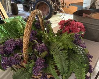 Artificial Floral Arrangement in Wicker Basket