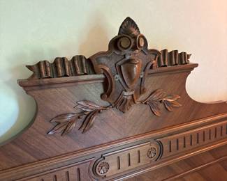 Antique Carved Walnut Eastlake Style Headboard