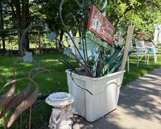 Assorted Metal Garden Ornaments and Decor