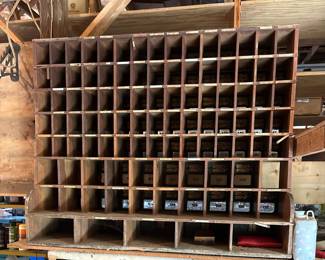Vintage Wooden Letterpress Type Case / Mail Sorting Cabinet