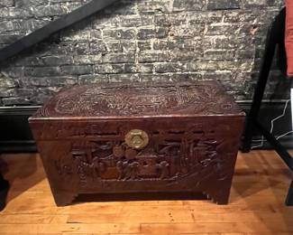 Beautiful carved wood chest