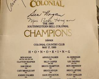 Ben Hogan Lanny Wadkins signed Colonial Champions Program
