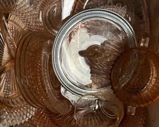 286 mysterylotvintagepinkdepressionglas