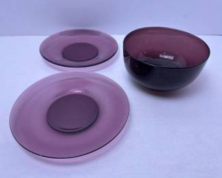 114 vintageamethystglassbowlandplates
