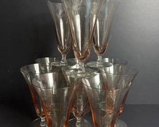 316 setof7pinkdepressionglasswatergob