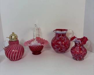 201 foursmallvintagecranberryopalescent