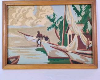 252 framedvintagetropicalfolkartpaintin