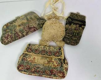 172 fourvintagetapestrylaceeveningpurse