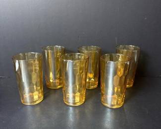 276 setof6vintageambertextureddrinking