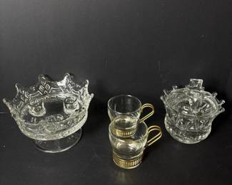208 vintagecrownglasscompoteliddedcandy