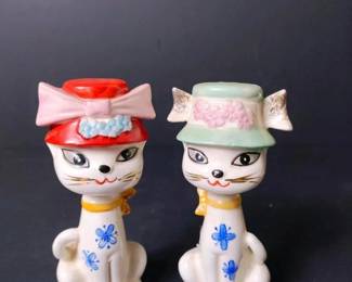 021 vintagejapaneseceramiccatsaltpepper