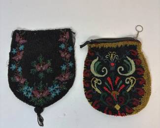 019 twovintagesmallbeadedpurseswithflo