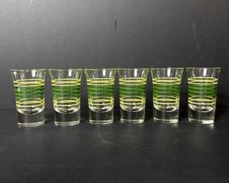 274 setof6vintageshotglasseswithgreen