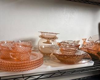 287 vintagepinkdepressionglasslot