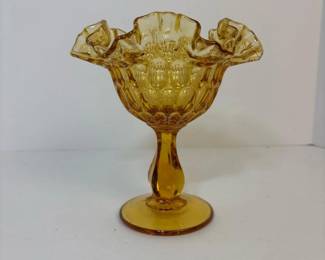 200 vintageamberglasshobnailcompotewith