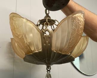 Art Deco hanging lamp - 5 stylized lights