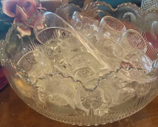 Tiffin Manhattan punchbowl with cups and ladle
