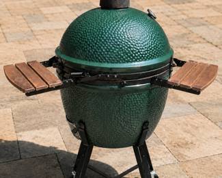 Big Green Kamado Ceramic Grill with extra accessories ( rolling 'nest' stand and 'mate's'side shelves 