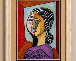 "Untitled"  Sin Titulo, head of a woman , Guache on  Paper, signed Picasso , Gallery certified dated 1972, Spanish cubist artist Edouard Pignon ( friend of Picasso) 18 1/2" x 22"