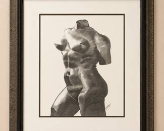 "Untitled " Torso by Angela Hoover, 1995, pencil on paper, 28" x 32" Framed 