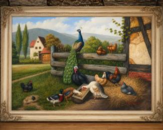 "Untitled" L Edouard , oil on canvas, 41 1/2" x 29 1/2" , retains Dumouchelle's Auction Tag 