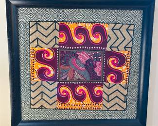 Textile Collage , by Angela Hoover 20" x 19" Framed 