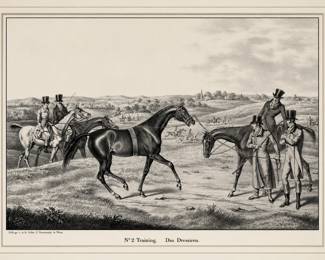 "No 2 Training " by J Tretensky , lithograph on paper , 16" x 13" Matted and Framed 