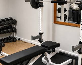Multi function barbell rack, bench press, squat stand, weight bench 