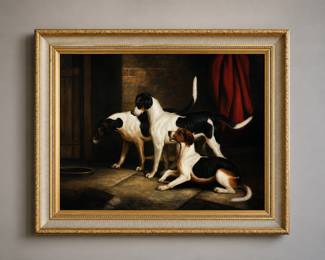 "Three Hounds" by Taylor , Oil on Canvas , 29" x 40"