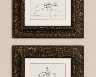 "Horse #3" signed by Crowell Haden, pen and ink on paper 20 1/2" x 18"