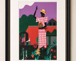 Romare Bearden "Girl in the Garden" 1979 Lithograph on Arches Archival paper, 22" x 30", edition 99/150 signed in pencil 