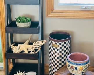 Ladder style wood shelf, shells , decor 