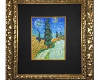 "Untitled "  After Vincent Van Gogh , mixed media on paper  10.5" x 14", 28" x 31" gold leaf framed 