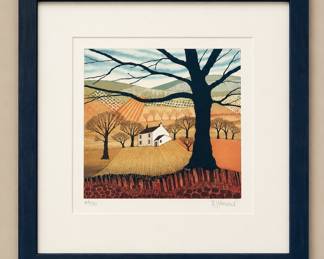 "Safely Gathered In" signed by Rebecca Vincent , Lithograph on paper, Edition 44/50, 16" x 16" Framed 