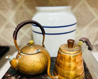 Hario Buono Drip Kettle in polished copper, Toervioz hammered copper tea kettle 