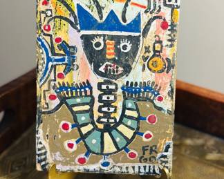 Original NY painting on Tick Cardboard , signed and stamped  4" x 6"