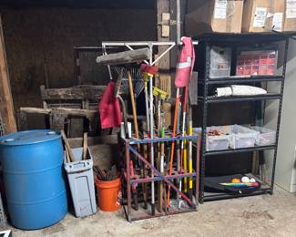 Many lawn tools, hand tools , garage items 