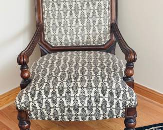 Antique Eastlake style parlor armchair, geometric and linear form 