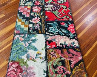 Vintage floral patchwork Kilm runner rug  8' 3" long 