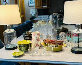 Variety of kitchen items , Crestview Collection Veda table lamps with glass jar body 