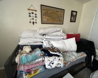 Bedding, trundle bed