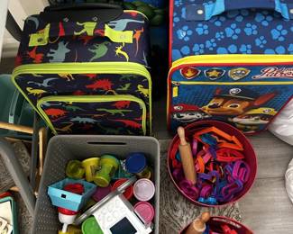 Children's suitcases, play-doh