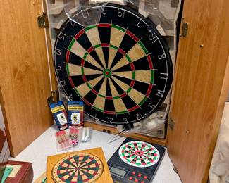 Electronic Dart Board in wood case