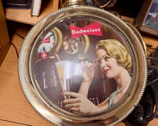 Budweiser Sign Dbl Sided Has Medallion  (needs rewired ) VintagePocket Watch Style