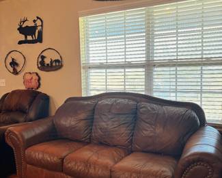 Leather couch and recliner set.