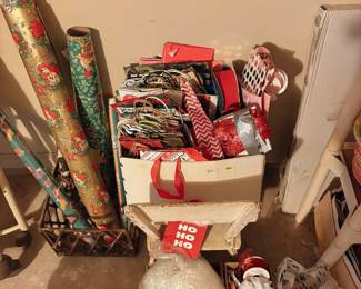 Gift bags, wrapping paper and ribbon.